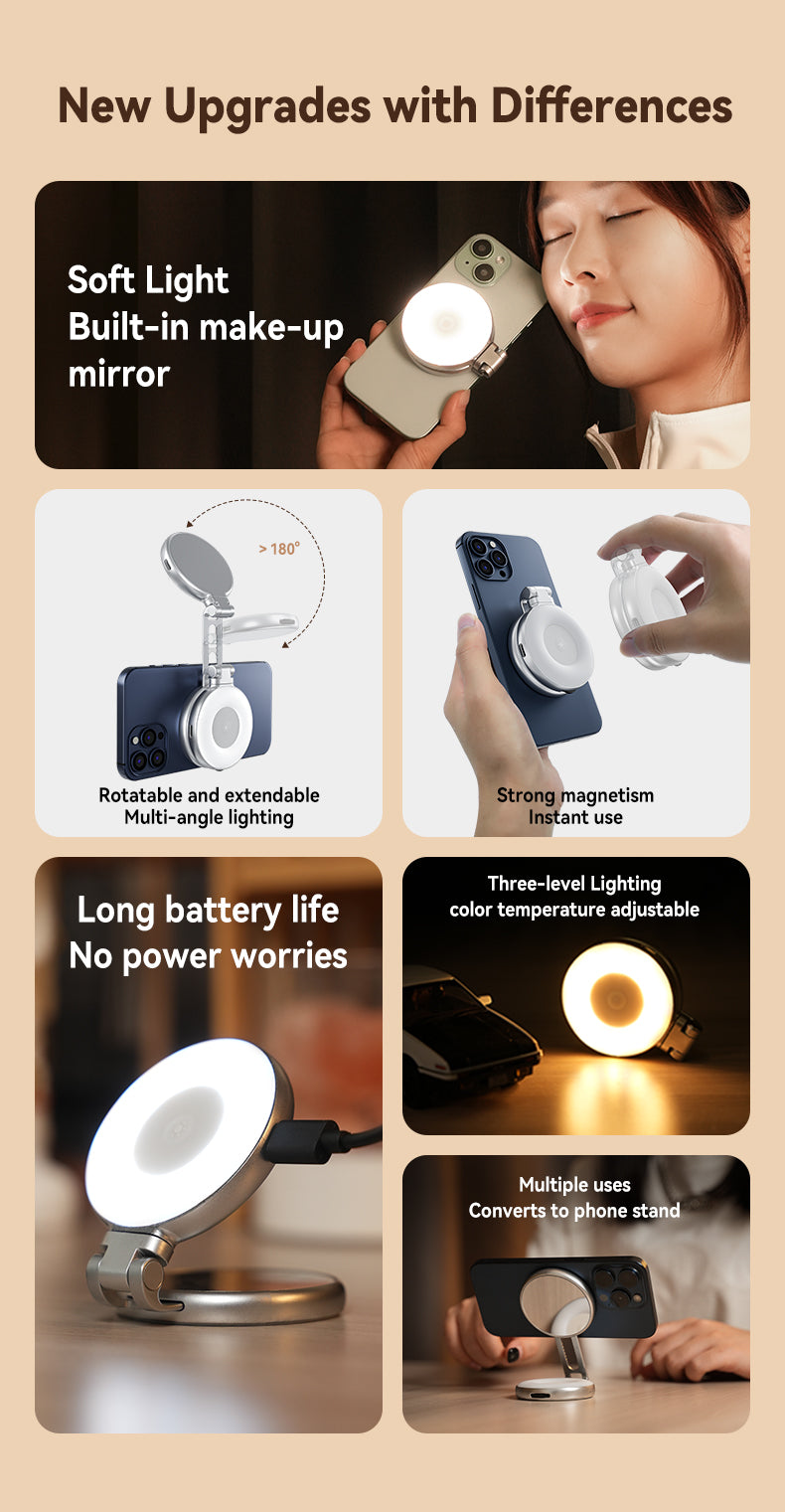 Magnetic Fill Light with Mirror